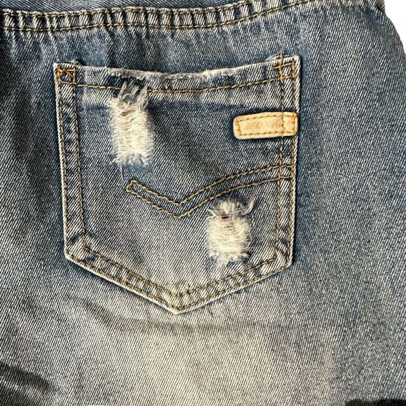 AEL  Blue Denim Shorts with folded hem ~ size 30 ~ distressing throughout - Picture 5 of 10